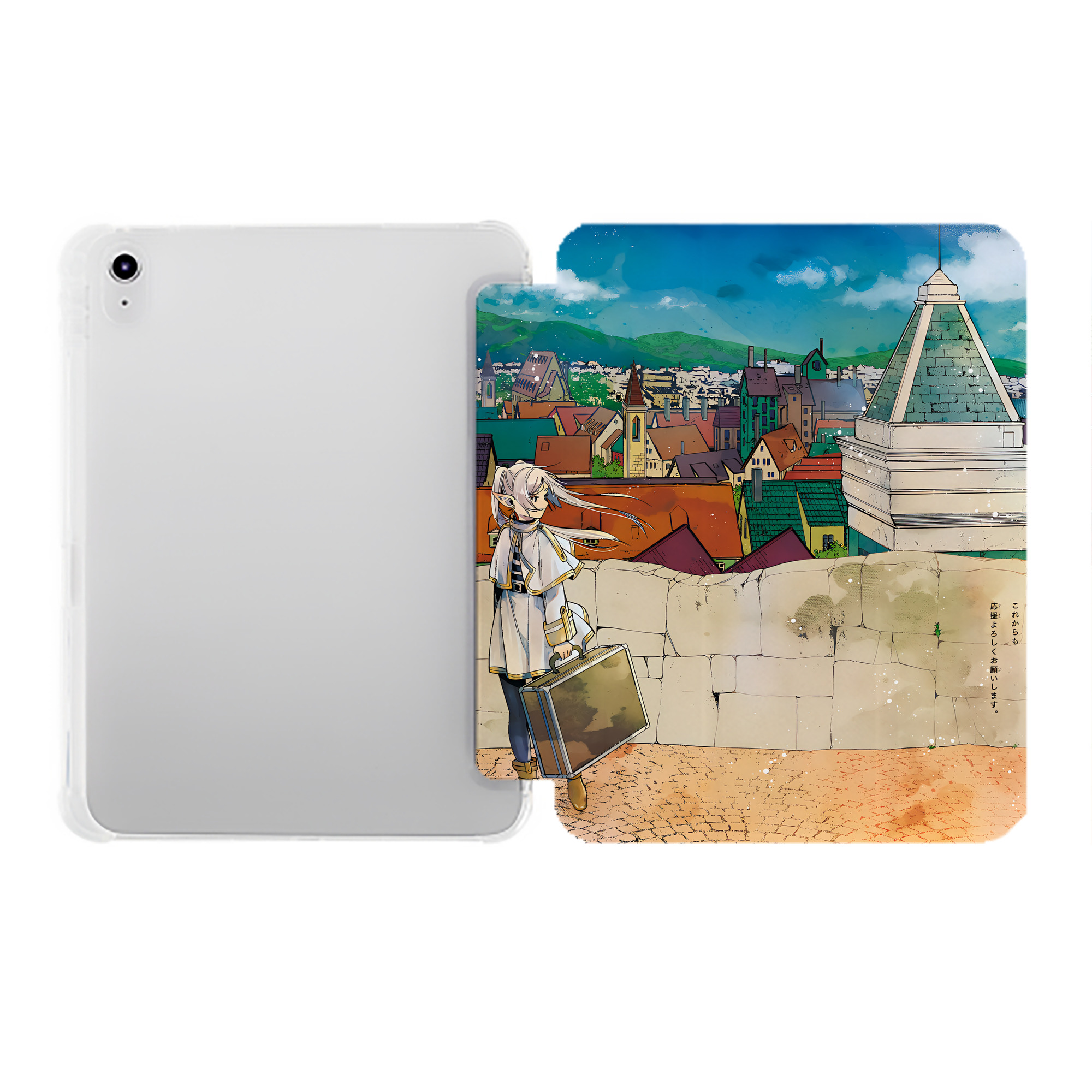 （画像用） 葬送のフリーレン Frieren IPad ケース ペン収納付き 三つ折りスタンド PUレザー×シリコン 対応機種9.5/10.5/10.9インチ